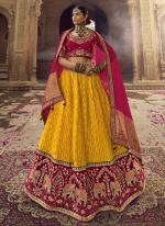 Heavy Viscose Mustard Bridal Wear Embroidery Work Lehenga Choli